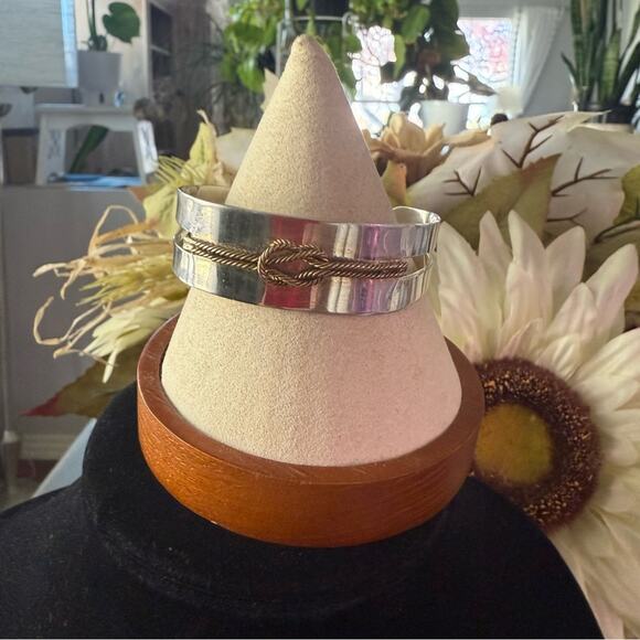 Taxco 925 Sterling Silver & Brass Rope Cuff Bracelet - Picture 10 of 10